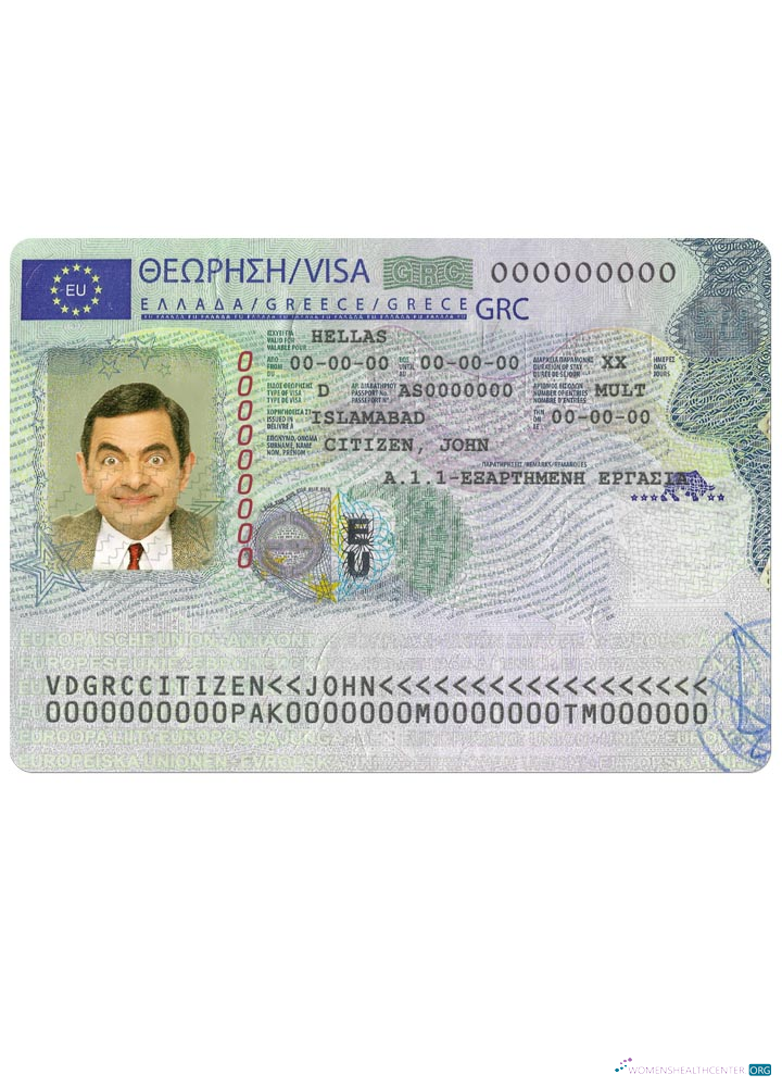Download Greece work visa Photoshop template